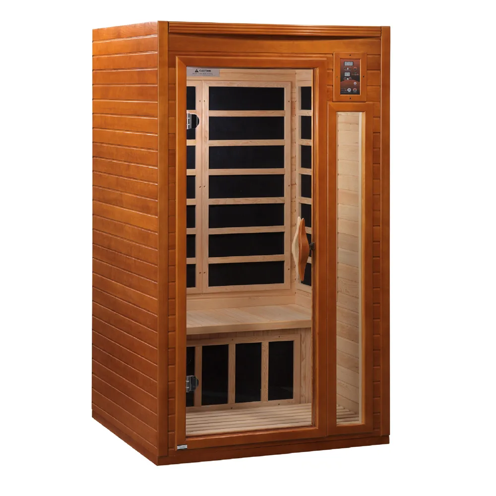 Dynamic Barcelona hemlock infrared sauna cabin with tempered glass door
