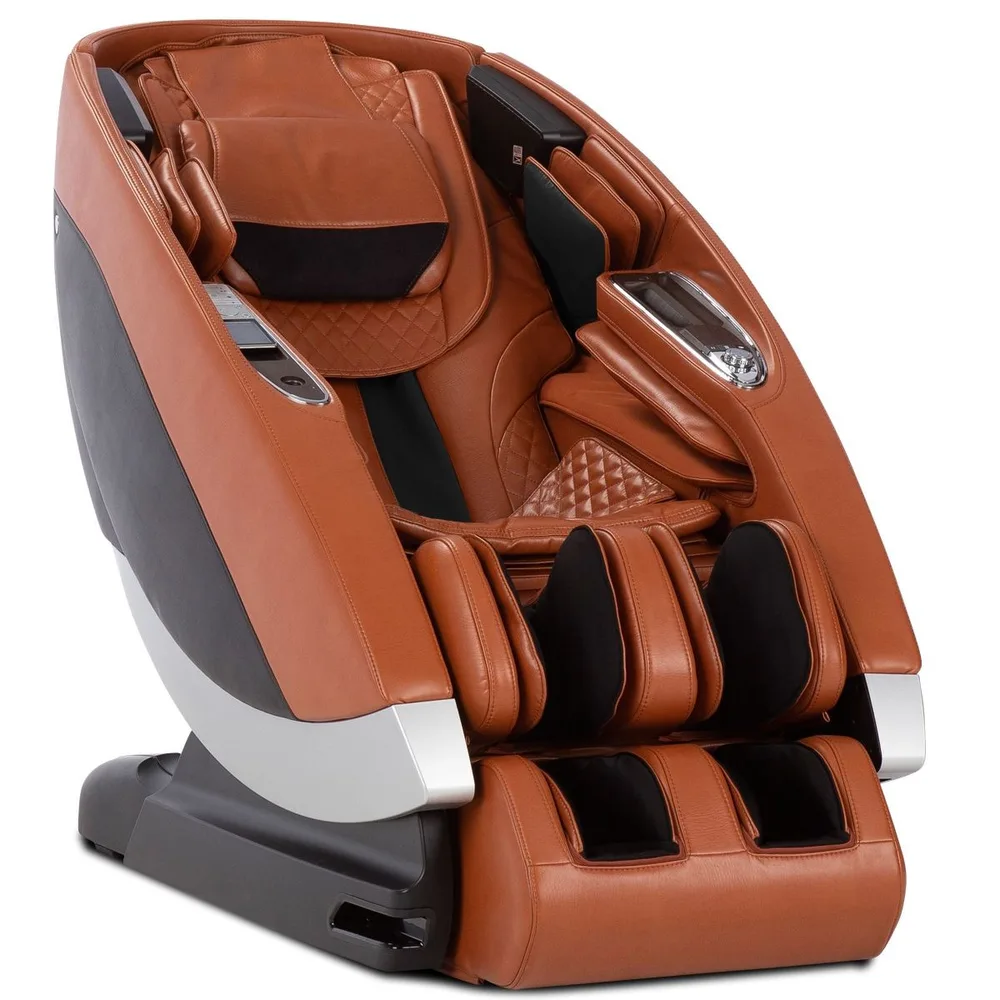 Human Touch Super Novo massage chair in saddle and black, studio shot