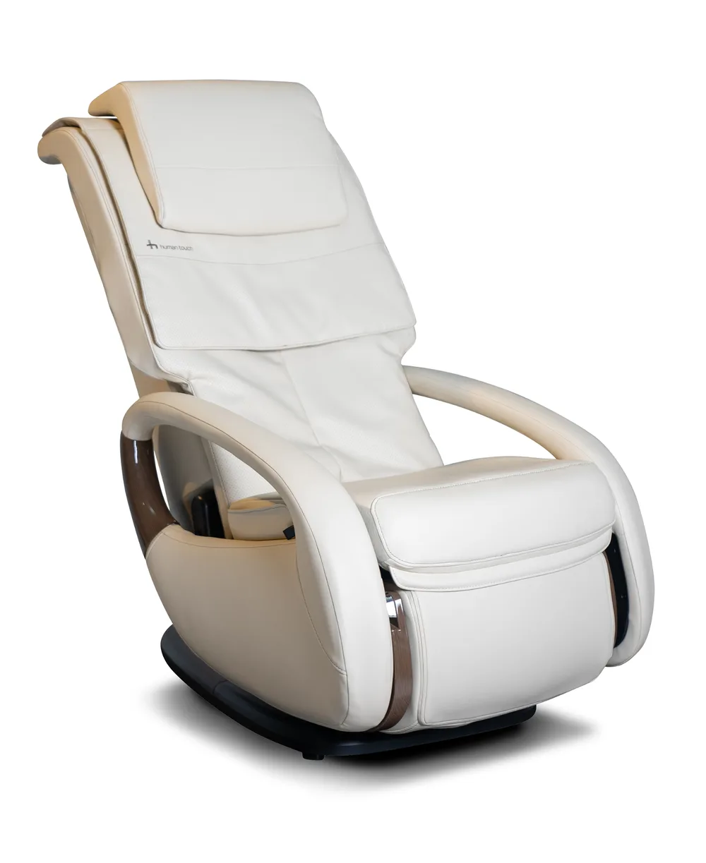 Human Touch WholeBody 8.0 massage chair in bone, studio shot