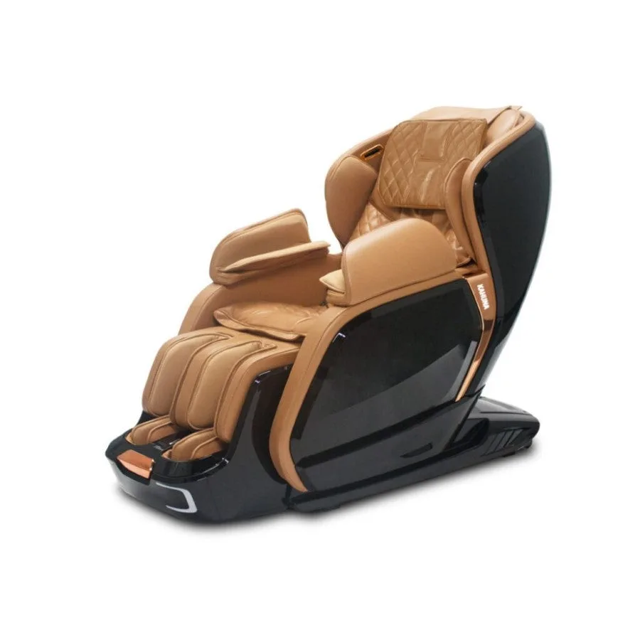 Kahuna LM-6800T massage chair in black and camel, studio shot on a white background
