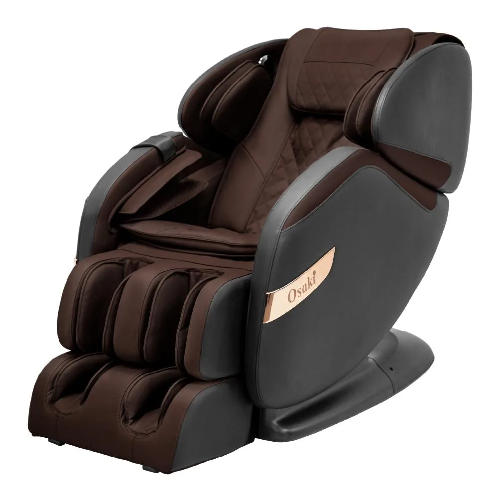 Osaki OS-Champ massage chair in brown and black, studio shot on a white background